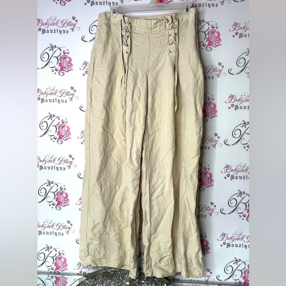 GAP pants corset tie up details Cream Chinos Relaxed Fit High-Waisted